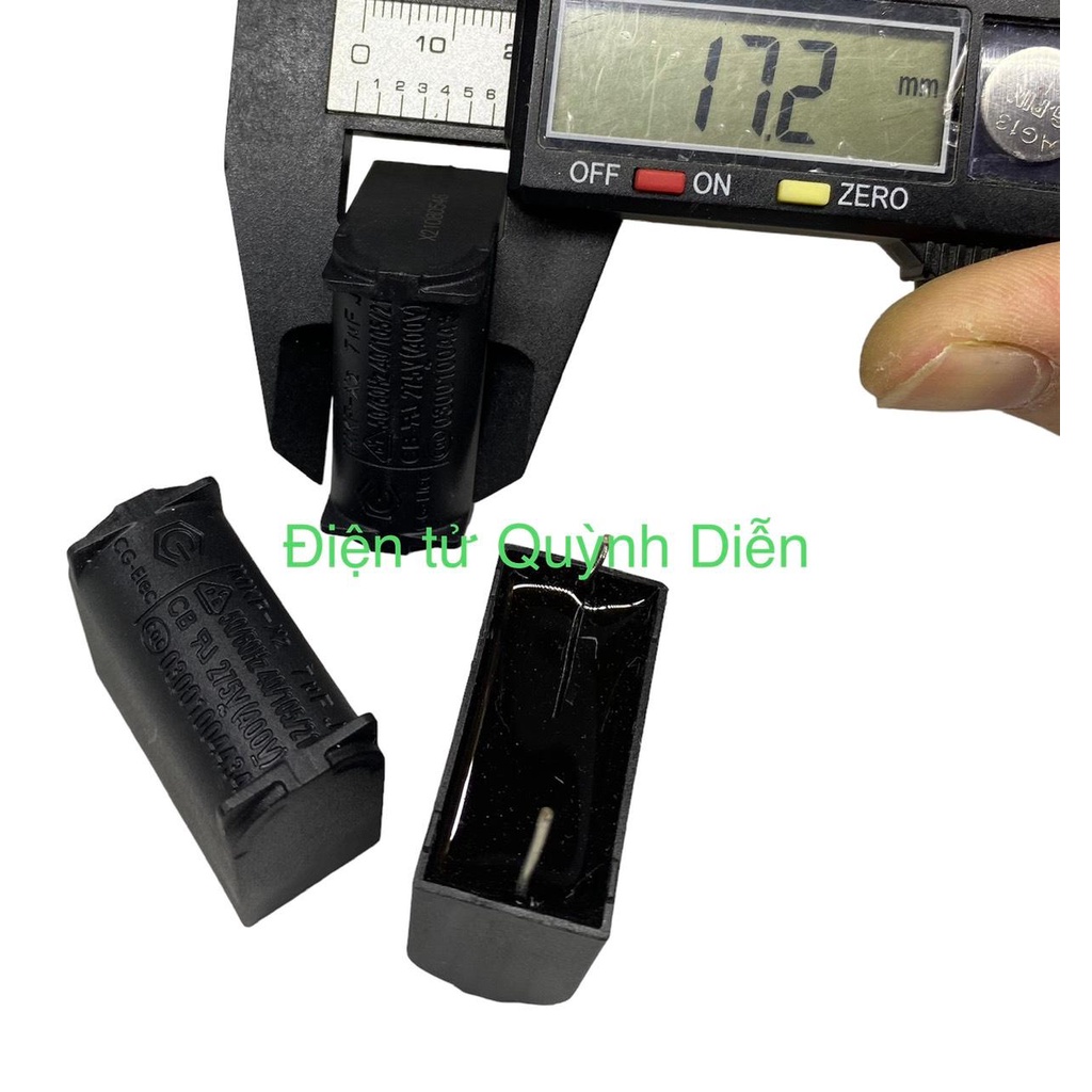 Tụ bếp từ 7uF 275VAC/400VDC đứng - linh kiện điện tử QUỲNH DIỄN