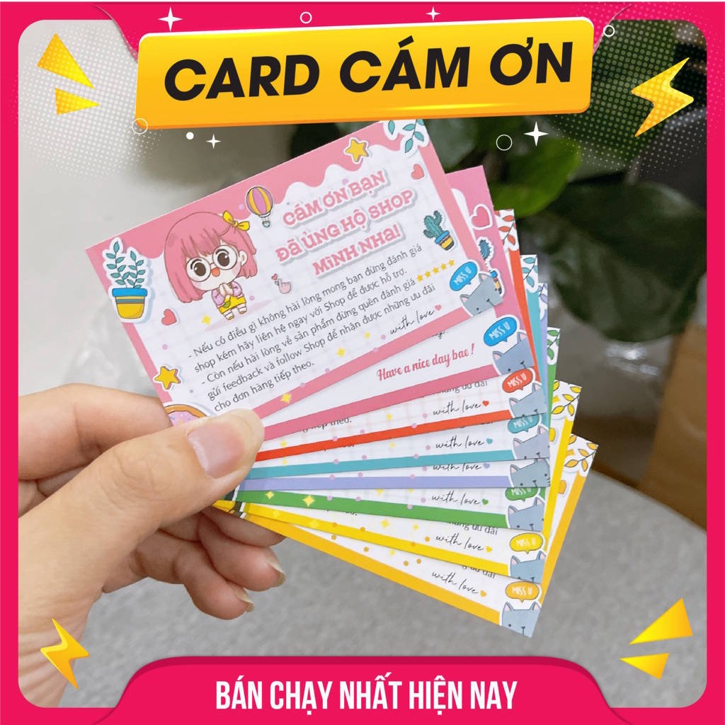 Card Cảm Ơn Giá Rẻ Nhiều Màu Dễ Thương