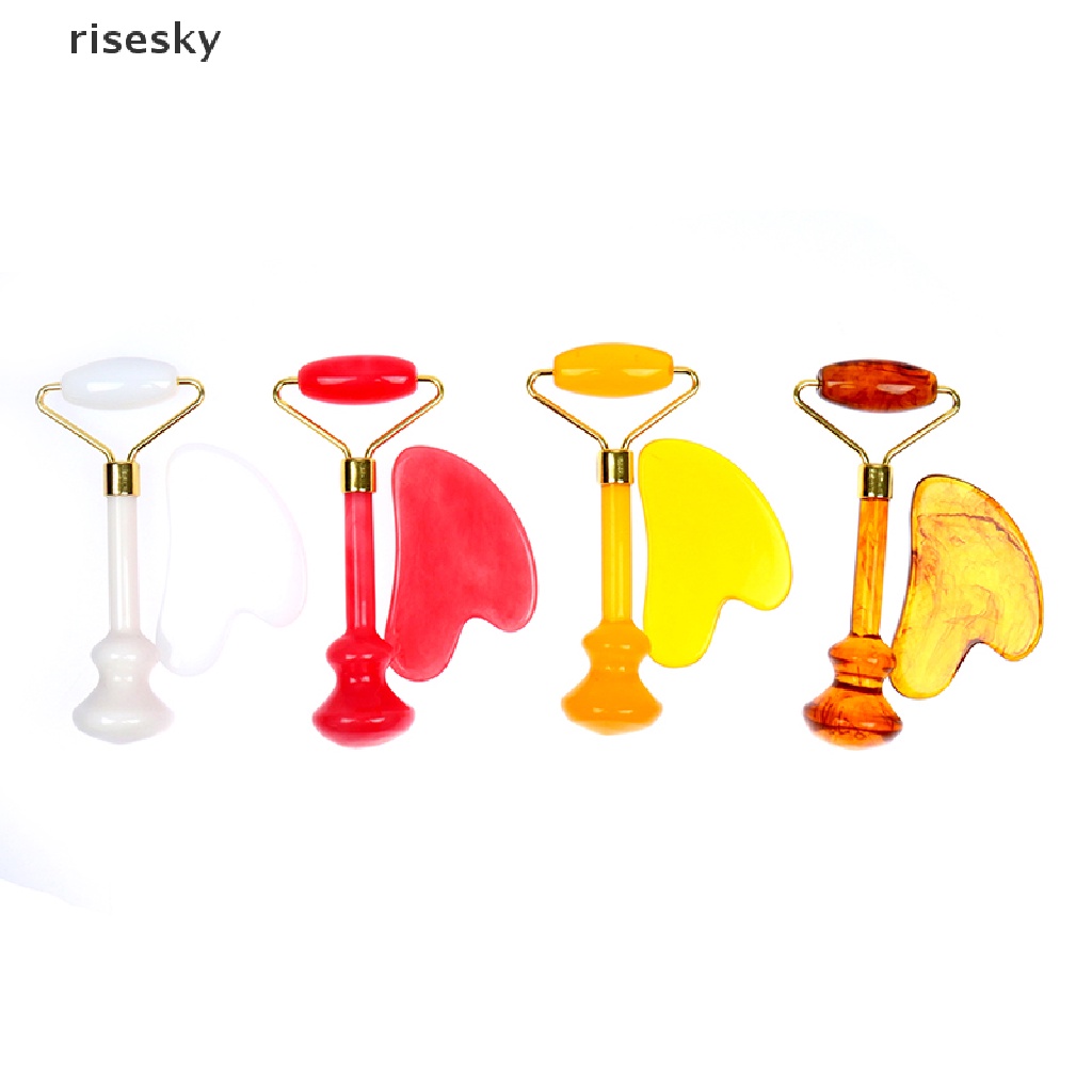 Bộ Dụng Cụ Lăn Massage Bằng Ngọc Bích Tự Nhiên + Bảng Guasha Board Cạo Bằng Đá SPA ♨Trên đó