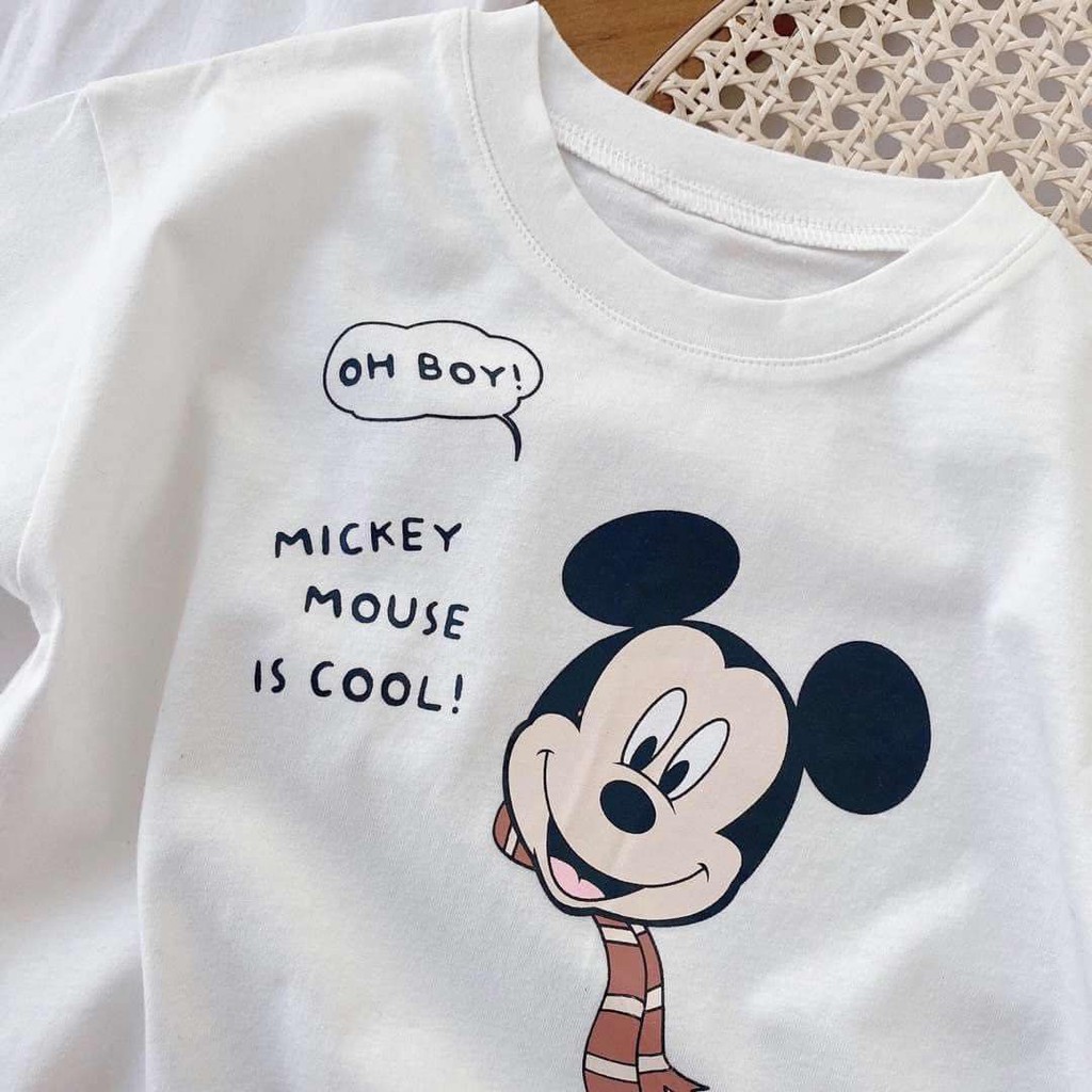 Áo thun trắng Mickey cho bé trai bé gái