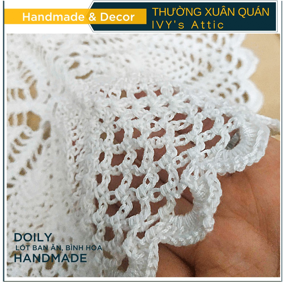Lót bàn ăn, bình hoa handmade sợi cotton mềm mỏng đan tay thủ công