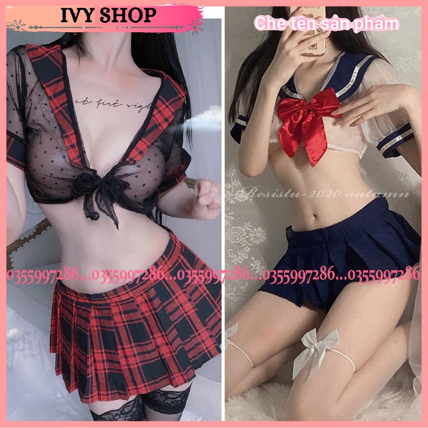 Đồ Ngủ Nữ Sexy Cosplay Học Sinh Voan Xuyên Thấu - Bộ Ngủ Nữ Sinh Mã TT004 TT005 - Ivyshop