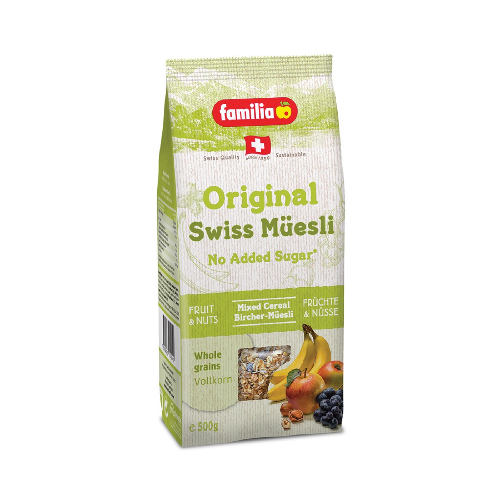 Ngũ cốc trộn trái cây sấy không đường Original swiss muesli hiệu Familia - 500g