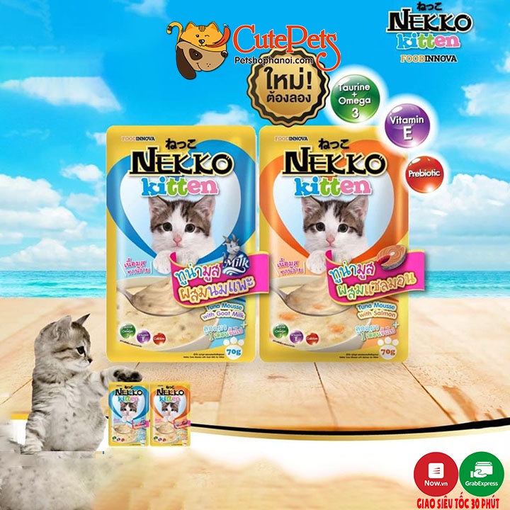 Thức ăn cho mèo, Pate Nekko Kitten hộp 12 gói dành cho mèo con 1-12 tháng tuổi - Phụ kiện thú cưng Hà Nội