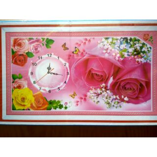 Tranh đá đồng hồ df2474 hoa hồng