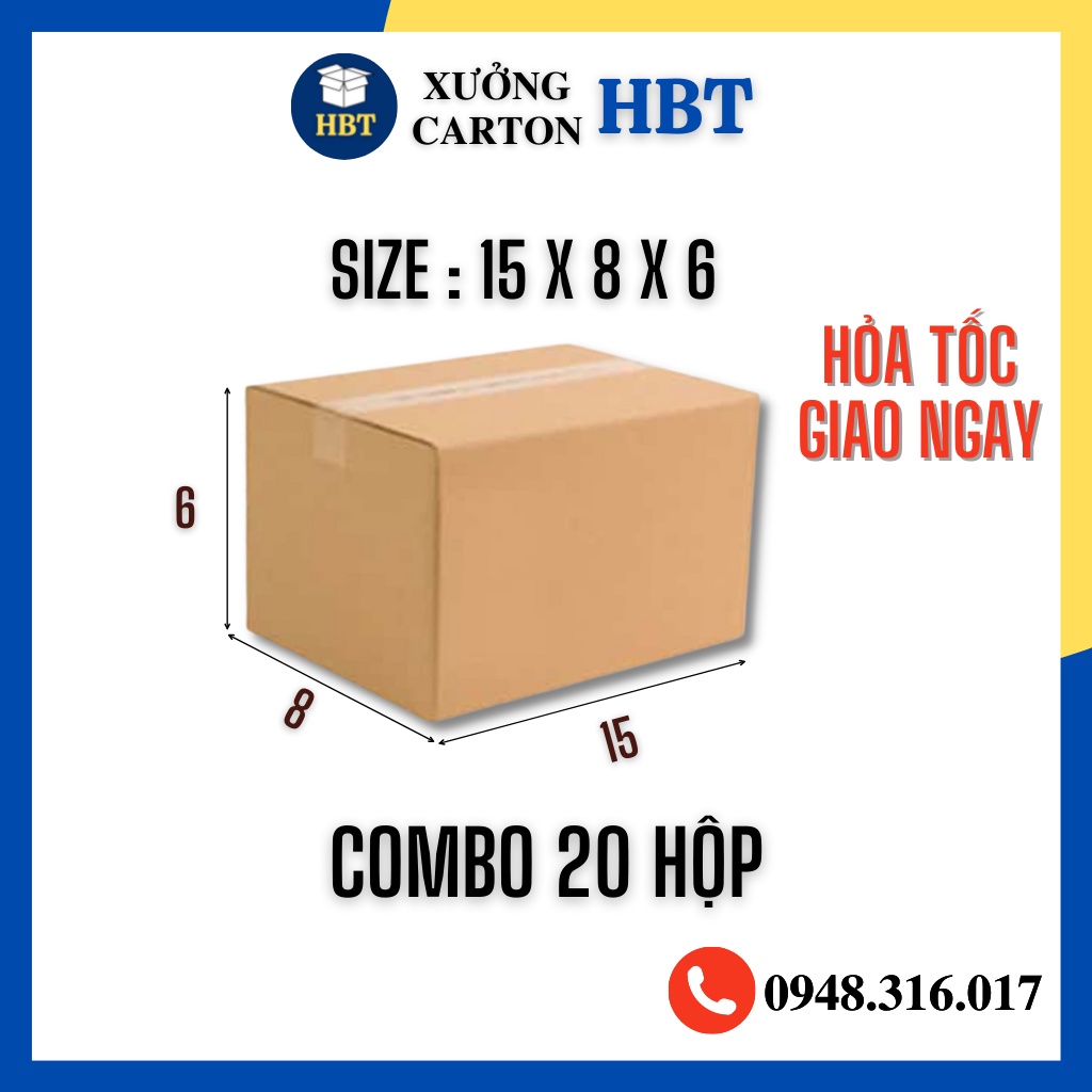 COMBO 20 Hộp Carton 15x8x6 Giá Rẻ Đóng Hàng - Hộp carton Hai Bà Trưng Hà Nội