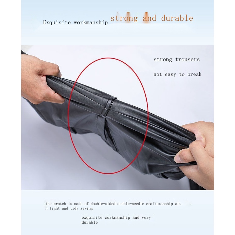 Hairstylist Quần Da PU Dáng Ôm Chắn Gió Thời Trang Nam Tính
