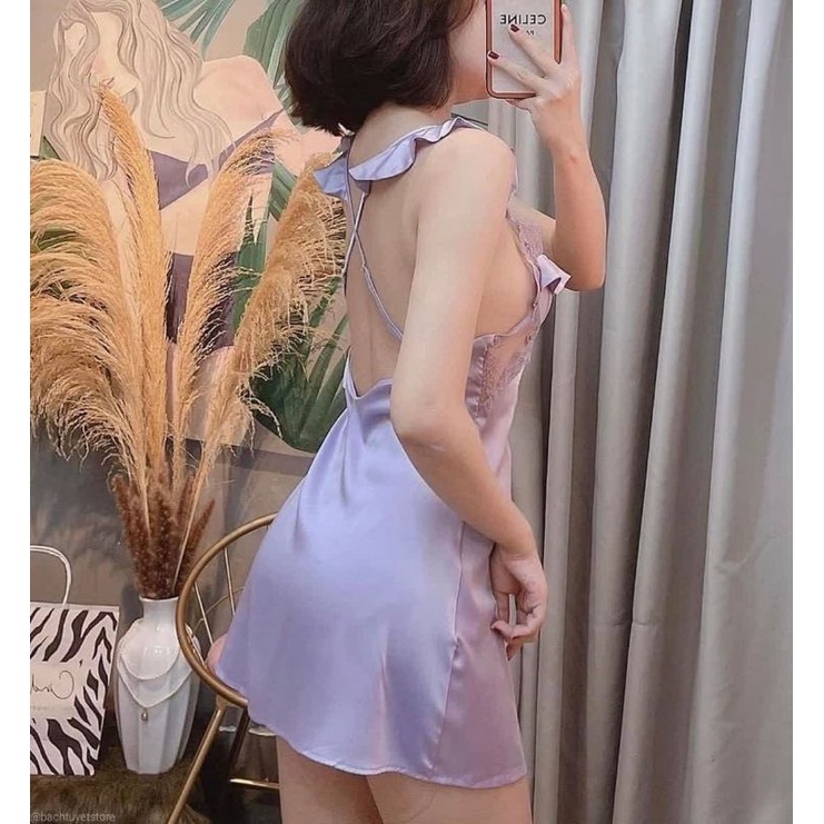 váy ngủ đầm ngủ lụa ren ngực sexy gợi cảm