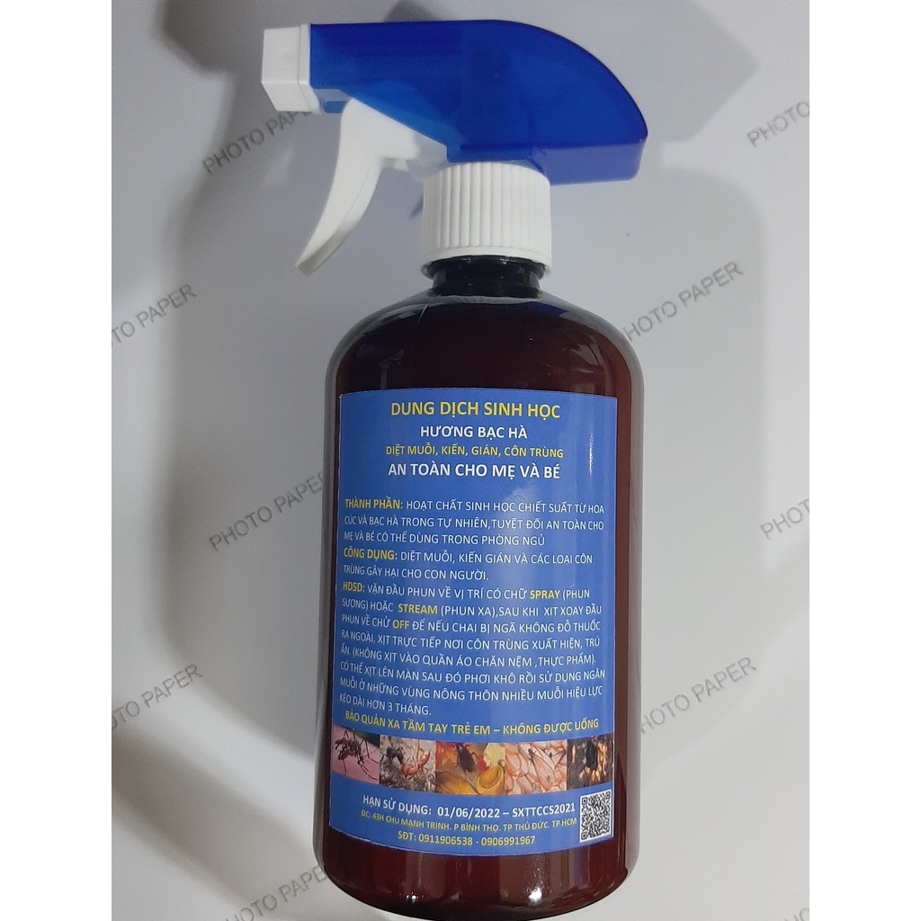 DUNG DỊCH SINH HỌC DIỆT CÔN TRÙNG HƯƠNG BẠC HÀ (an toàn cho mẹ và bé)