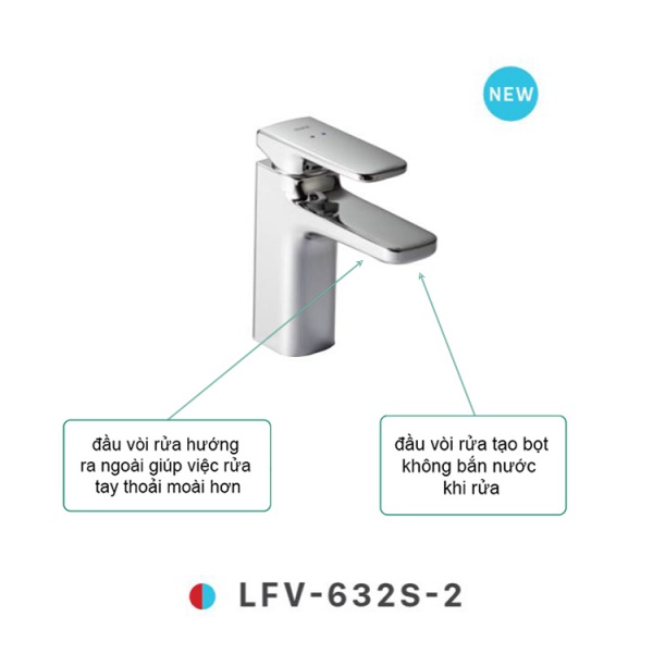 Vòi lavabo nóng lạnh INAX LFV-632S, Vòi chậu rửa tay 2 đường nước, Cam kết chính hãng