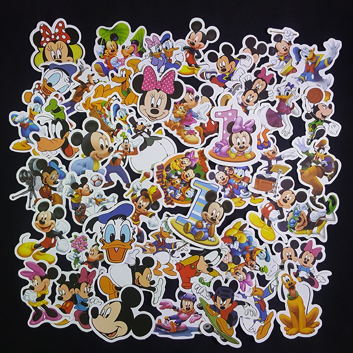 Bộ Sticker dán cao cấp chủ đề MICKEY MOUSE - Dùng dán Xe, dán mũ bảo hiểm, dán Laptop...