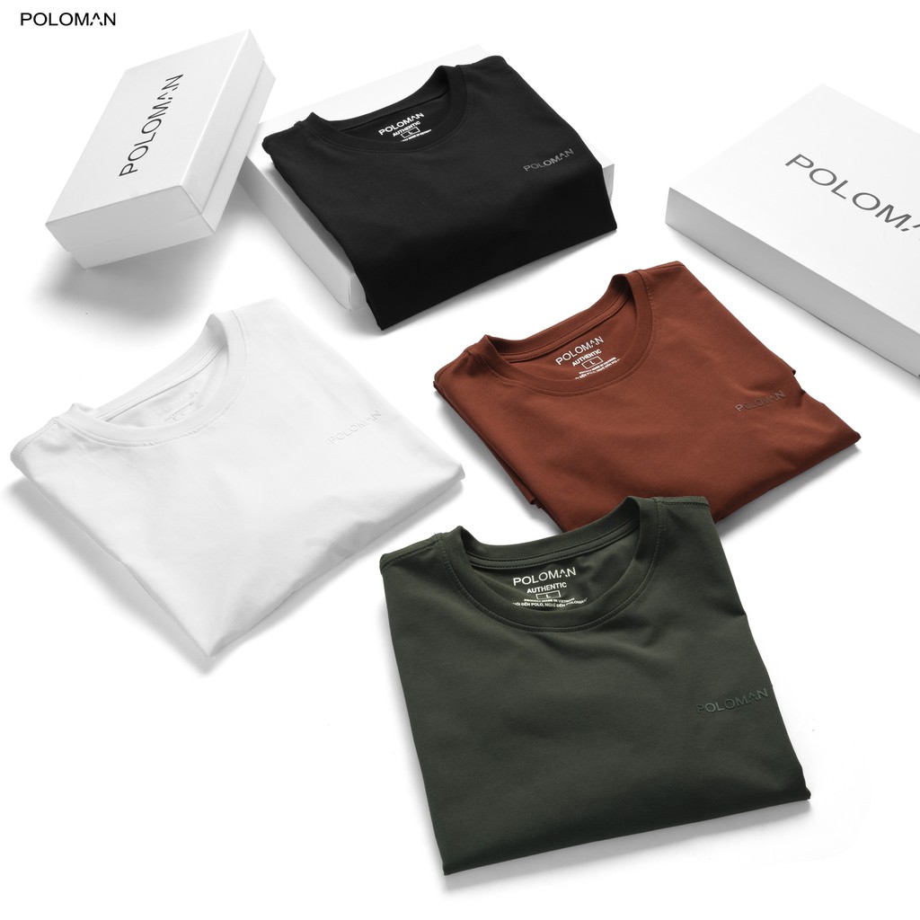 Áo thun nam cổ tròn HAPPYHOW vải Cotton co giãn 4 chiều ,dày dặn, form regular fit thoải mái | BigBuy360 - bigbuy360.vn