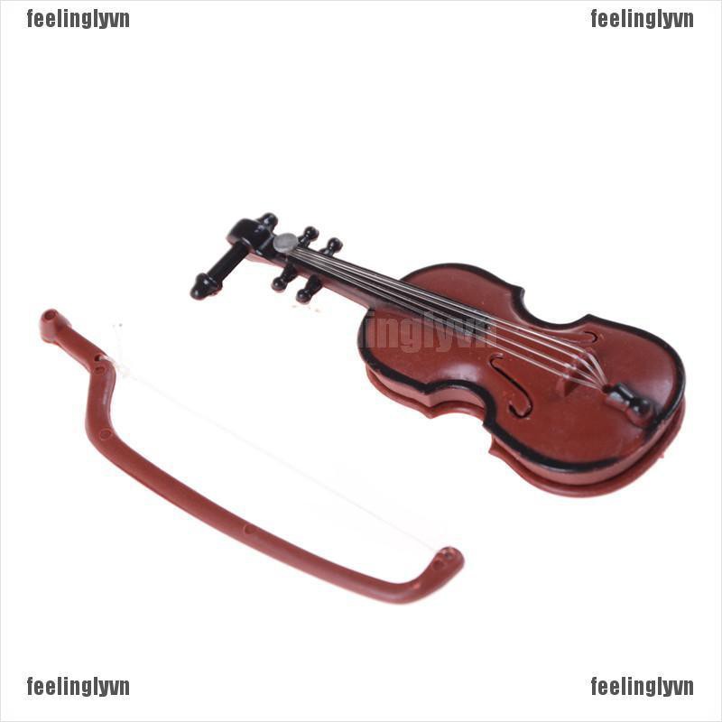 ❤TOP❤ Mô hình đàn violin mini tỉ lệ 1 : 12 dùng để trang trí nhà búp bê ❤YO