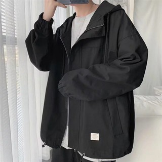 Áo Khoác Bóng Chày Có Mũ Trùm Màu Trơn Kiểu Nhật Bản Có 3 Màu Lựa Chọn Cỡ *M-2Xl*