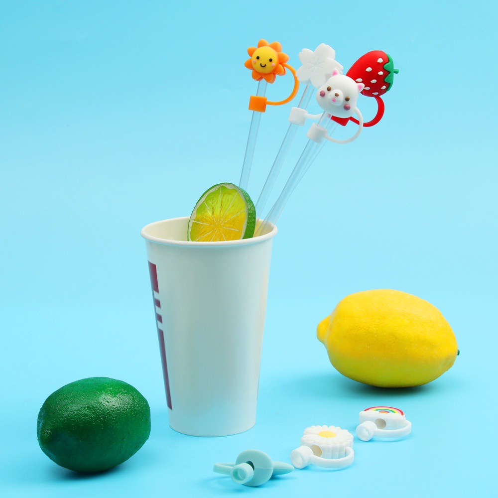 Nắp đậy ống hút chống bụi chất liệu silicon kiểu dáng hoạt hình xinh xắn