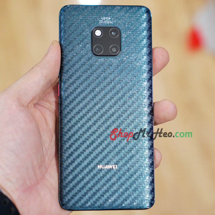 Skin Dán Mặt Lưng Vân 3D Huawei Mate 20 - Mate 20X - Mate 20 Pro - Carbon, Hình Hộp, Nhám, Vân Da