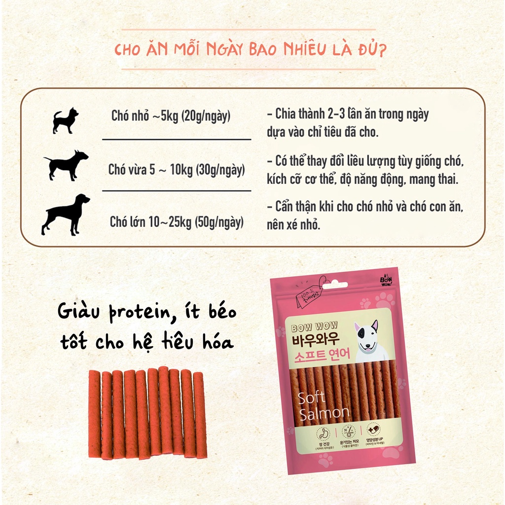 [DINH DƯỠNG CAO] BỊCH 150G BÁNH THƯỞNG MỀM DẠNG QUE CHO CHÓ VỊ GÀ, PHÔ MAI, CÁ HỒI STICK JERKY BOWWOW