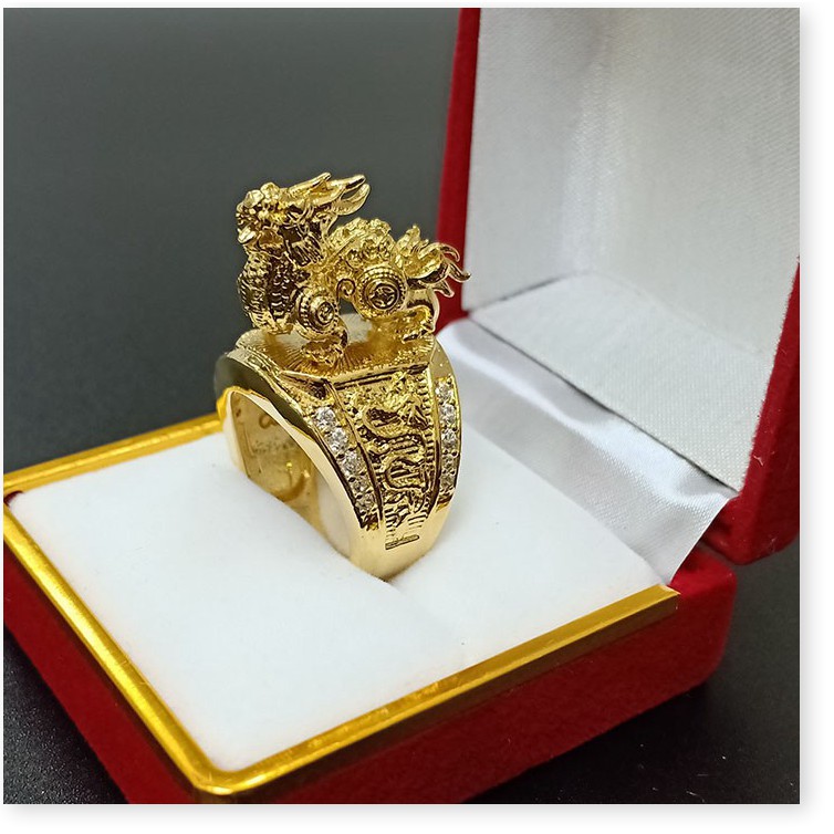 Nhẫn nam - Nhẫn hình rồng mạ vàng thời trang nam đính đá sang trọng - TT0100