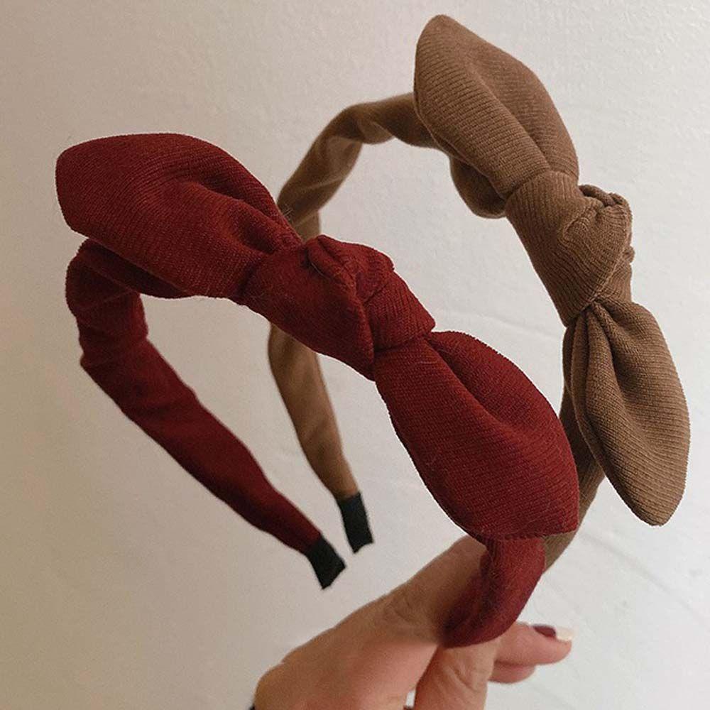 Băng Đô Nơ Bằng Vải Nhung Màu Đỏ Rượu Vang Đáng Yêu Dành Cho Bé Gái