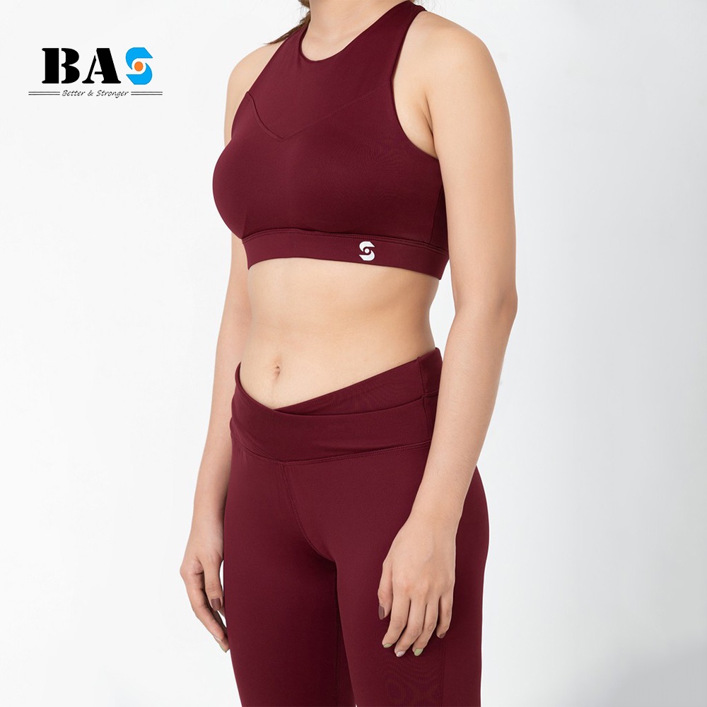 Bộ đồ tập gym yoga nữ BAS áo bra 2 lớp phối legging dài cạp chéo cách điệu trẻ trung - S40042