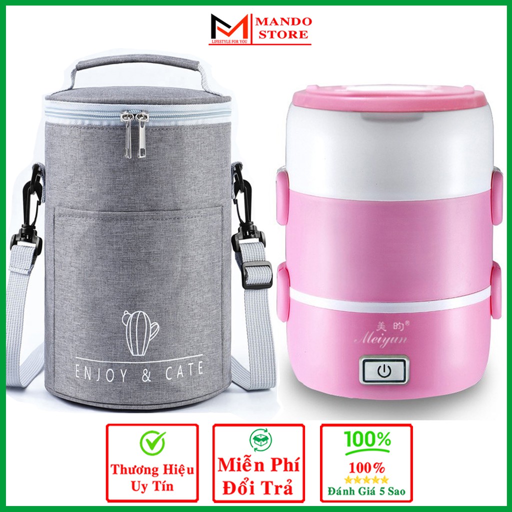Hộp Đựng Cơm 3 Tầng Có Lõi Hâm Nóng – Tặng Kèm Túi Giữ Nhiệt Cao Cấp Màu Ngẫu Nhiên Xám
