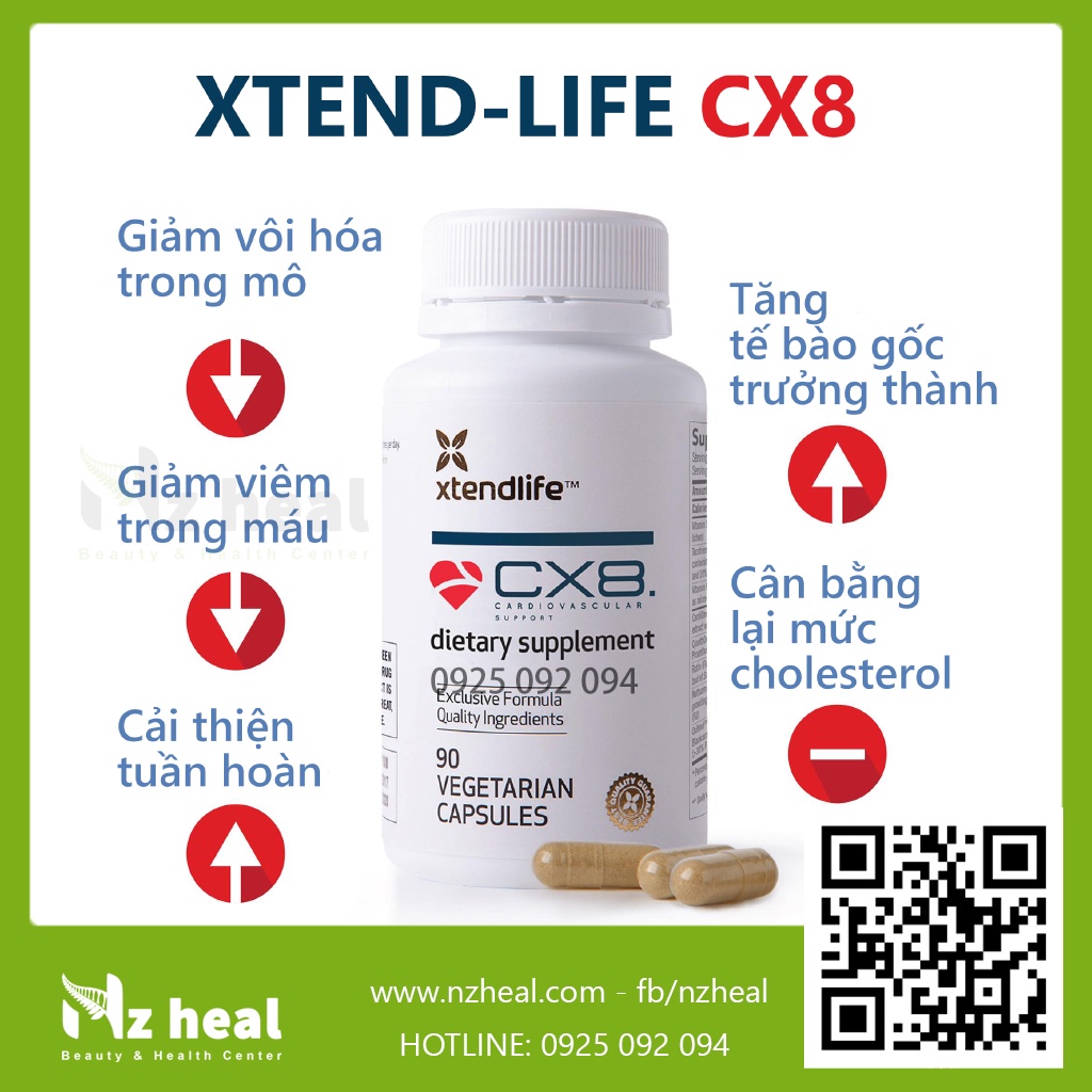 [Hỏa tốc] Viên Uống Hỗ Trợ Tim Mạch, Giảm Nguy Cơ Đột Quỵ CX8 Xtend-Life (90 Viên) - Nhập khẩu New Zealand