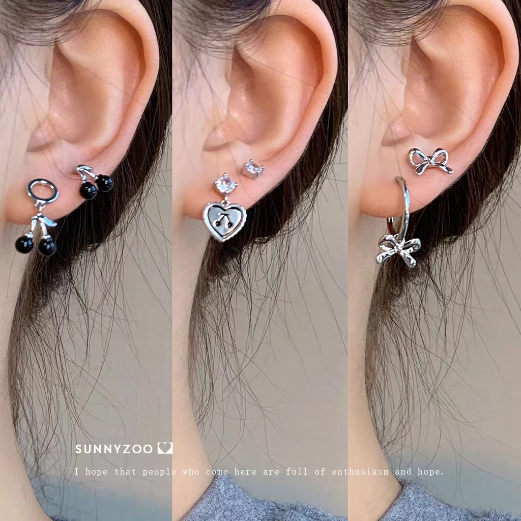 Bộ bông tai thời trang đinh tán dễ thương bằng nhựa không đều nhau Ngọc trai bướm hoa Tulip Bông tai cho phụ nữ trang sức phụ kiện