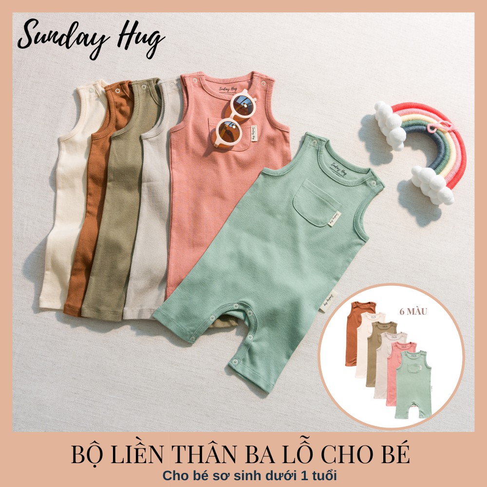 Bộ liền thân ba lỗ Sunday Hug CAO CẤP cho bé, Handmade tại Hàn Quốc, 100% cotton Hàn Quốc cao cấp, Bao tay liền áo, Khuy bấm tiện lợi, Phù hợp cho tất cả các mùa, 2 size