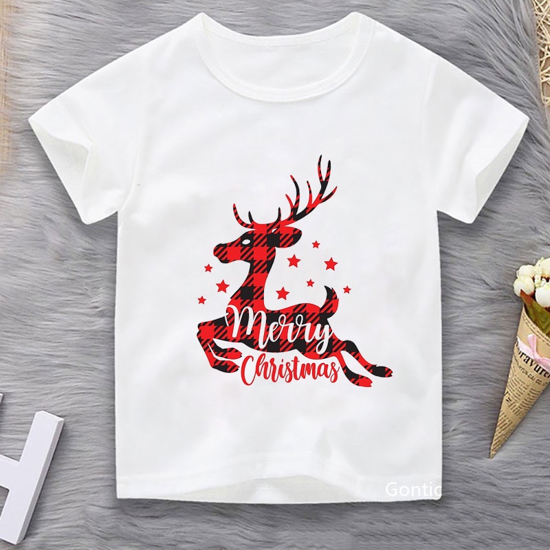 Áo Thun In Hình Tuần Lộc / Người Tuyết Phong Cách Giáng Sinh Dễ Thương Thời Trang Cho Bé Trai Và Gái