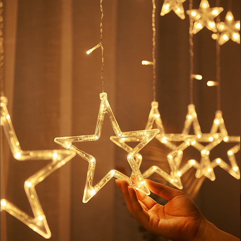 Dây đèn led ngôi sao (hàng chất lượng), rèm đèn ngôi sao chớp nháy trang trí Teddy Bears store
