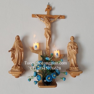 Bàn thờ Công Giáo kệ bàn tay cách điệu Tượng gỗ 30cm