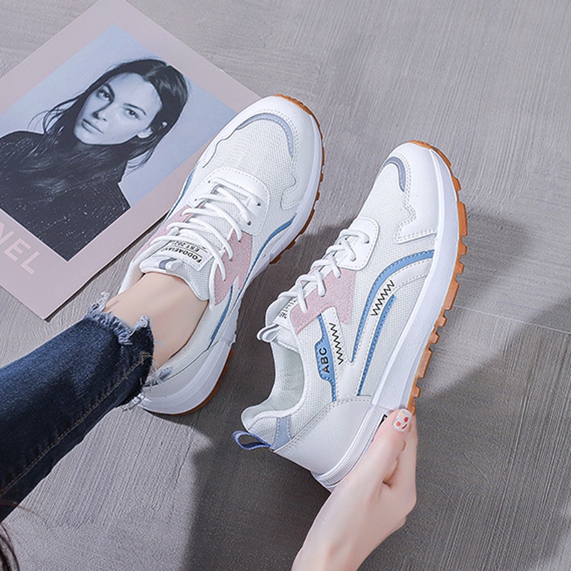 Giày chạy bộ thể thao IELGY cột dây thoáng khí phong cách Hàn Quốc dành cho nữ