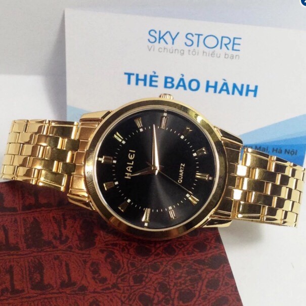 Đông hồ nam thép không gỉ đính đá mạ vàng chống nước Halei H003 - Vemz Watch | BigBuy360 - bigbuy360.vn