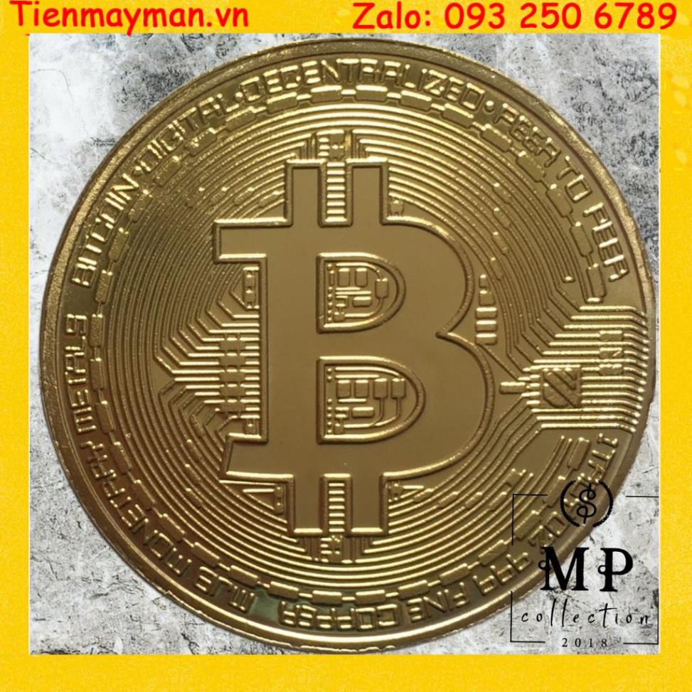 BÃO GIÁ - Đồng xu may mắn Bitcoin Mạ vàng 24 + Hộp nhựa đi kèm