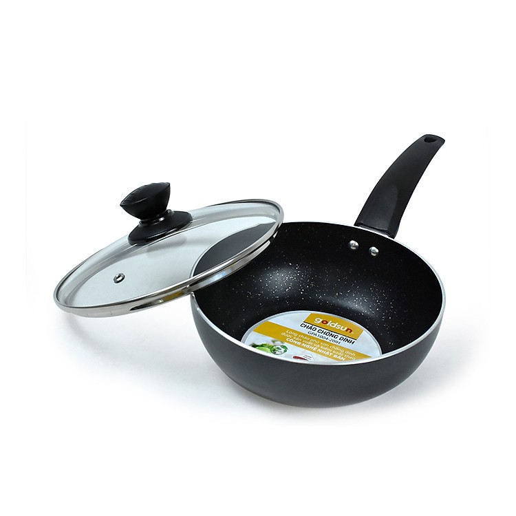 Chảo chống dính lòng sâu Goldsun size 20cm - Siêu chống dính, chất liệu nhôm siêu bền đa năng
