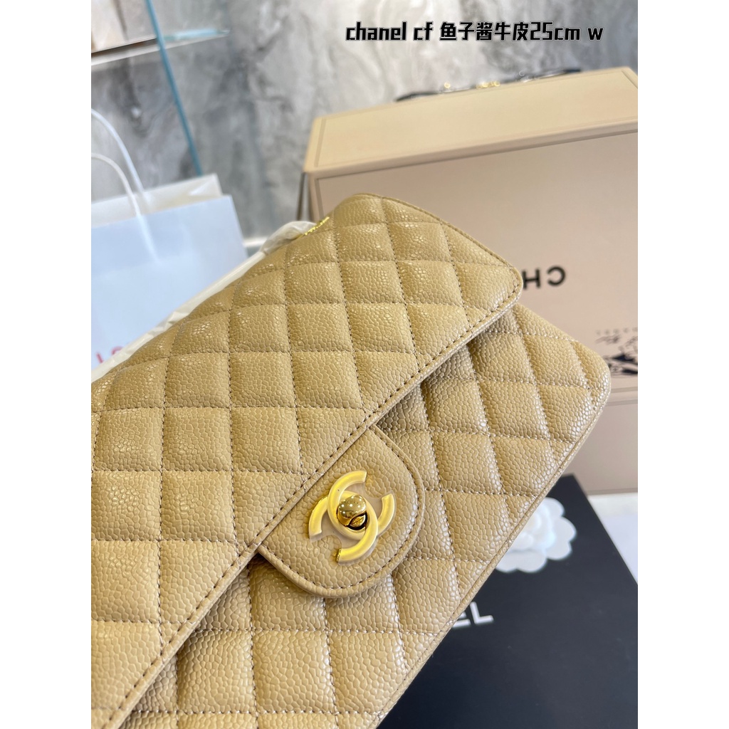 Túi xách nữ da thật Channel vân hạt, màu sắc nhã nhặn, thanh lịch