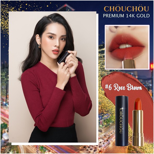 Son Thỏi Lì CHOUCHOU Màu Hồng Đất 06 Rose Brown 3.5g