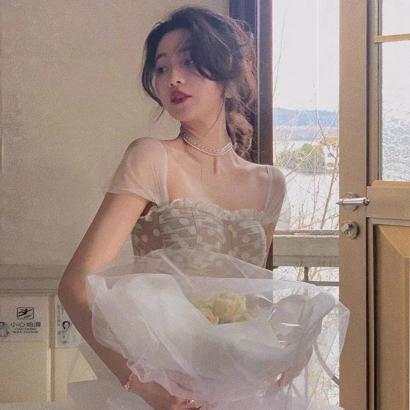 Áo Hai Dây Họa Tiết Chấm Bi Xinh Xắn Cho Nữ  tao bao