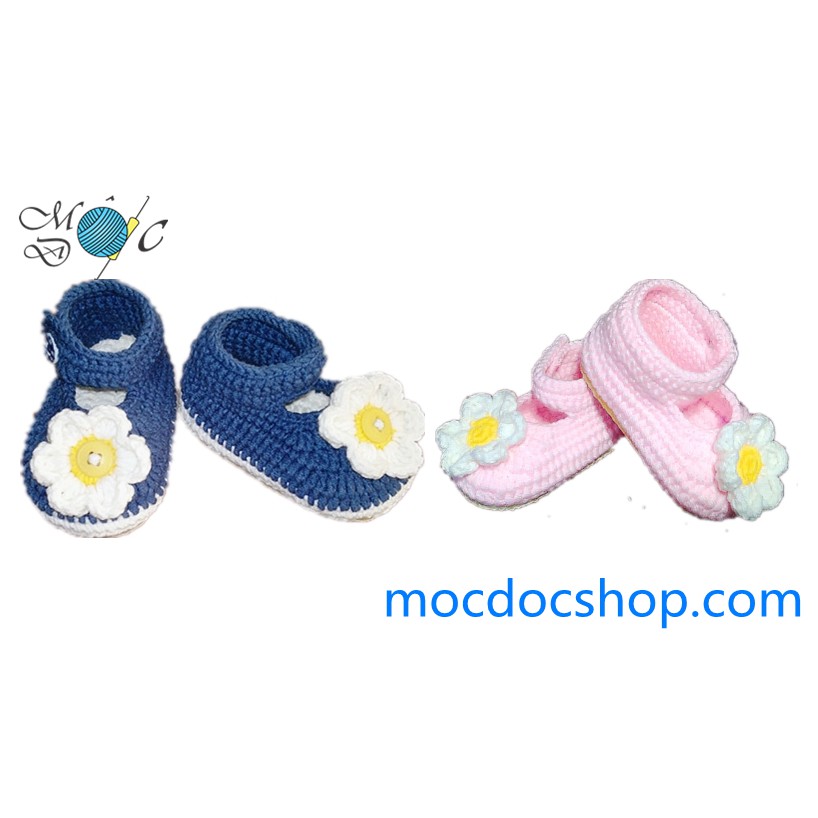 Giày len hoa cúc trắng cho bé gái 0-12 tháng