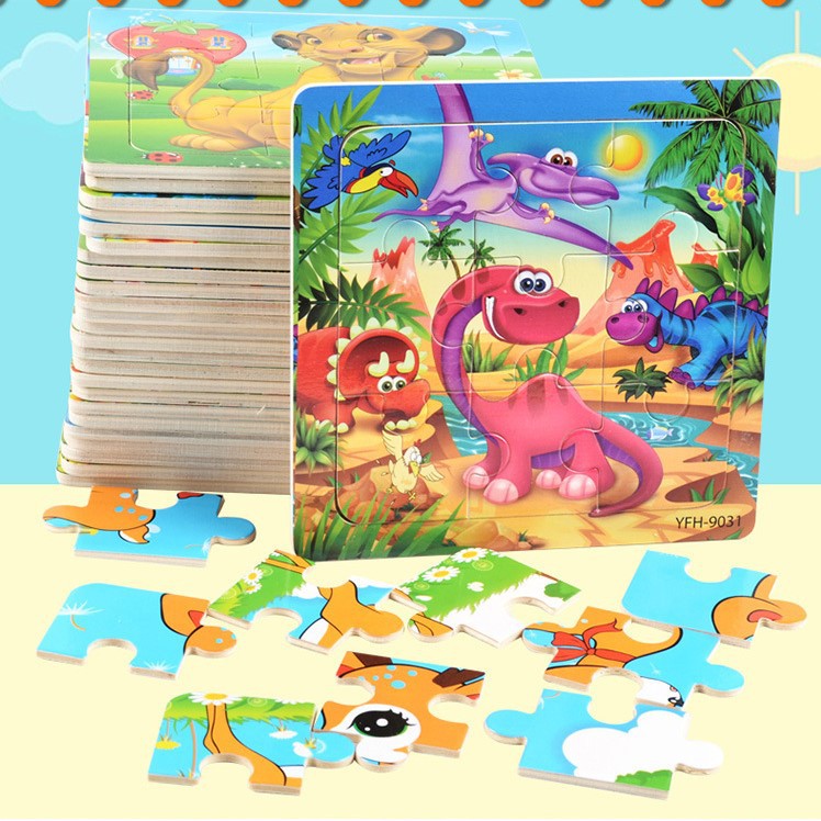 Đồ chơi xếp hình cho bé, đồ chơi puzzle bằng gỗ, 9 mảnh cho trẻ từ 2-6 tuổi