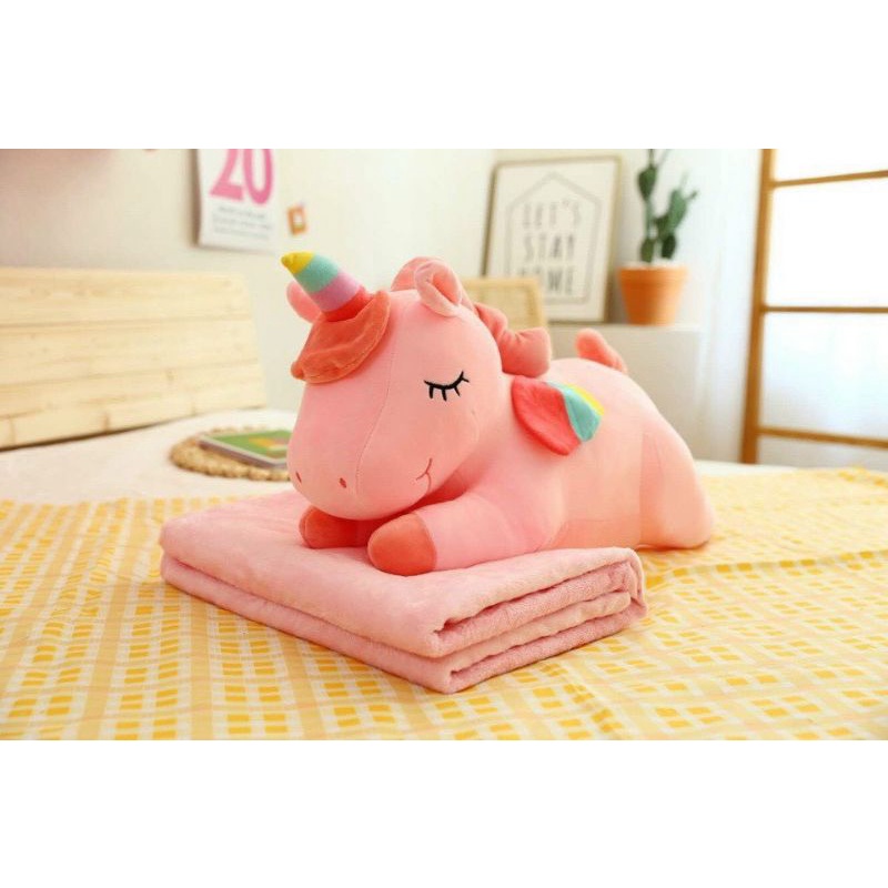 Ôm Thú Kèm Chăn 1m*1m7 dùng trong văn phòng, học sinh học bán trú