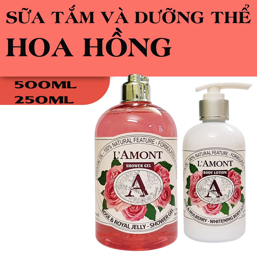 Combo Sữa Tắm và Sữa Dưỡng thể LAMONT En Provence Rose & Honey Hương Hoa Hồng 500ml và 250ml