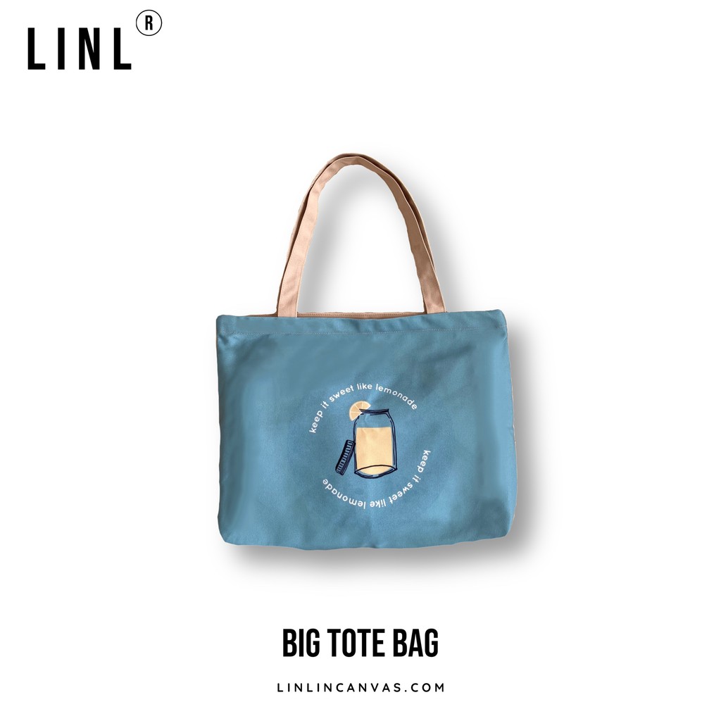 [Mã WABRWB24 giảm 30K đơn 99K] Túi tote lớn nền kem các hoạ tiết - LINLINCANVAS