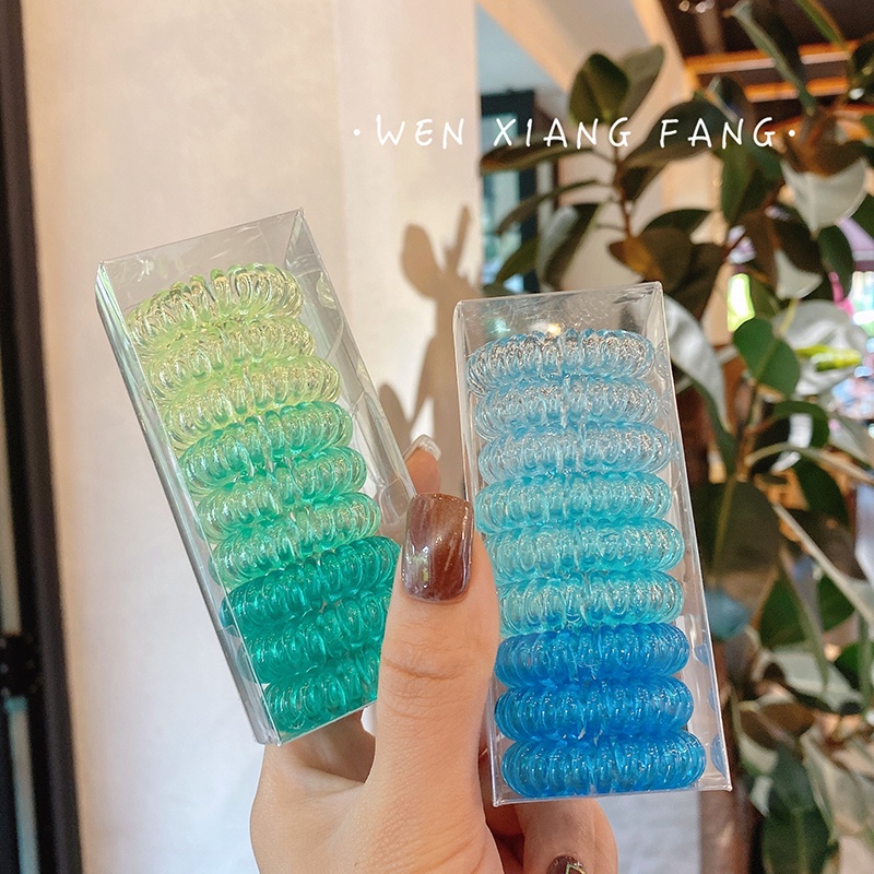 Set 9 Dây Cột Tóc Nữ Dạng Xoắn Ốc Đơn Giản Nhiều Màu Sắc Thời Trang