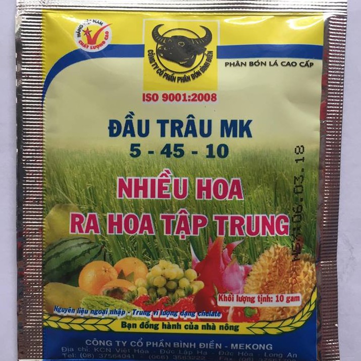 PHÂN KÍCH THÍCH RA HOA ĐẬU TRÁI ĐẦU TRÂU MK 5-45-10