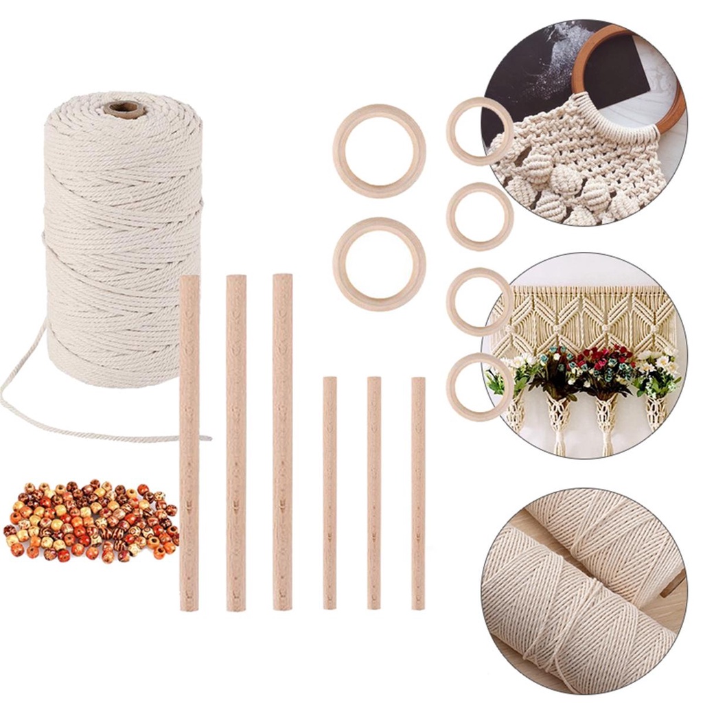 Set 6 Que Gỗ 100 Hạt Gỗ Làm Đồ Thủ Công Phong Cách Bohemian