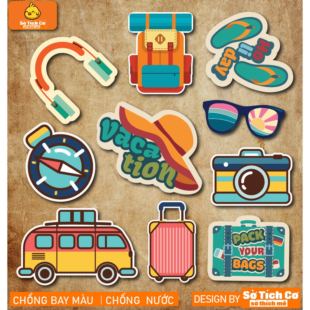 Travel 1 dán điện thoại, laptop, mũ bảo hiểm, guitar, vali MSP: T03