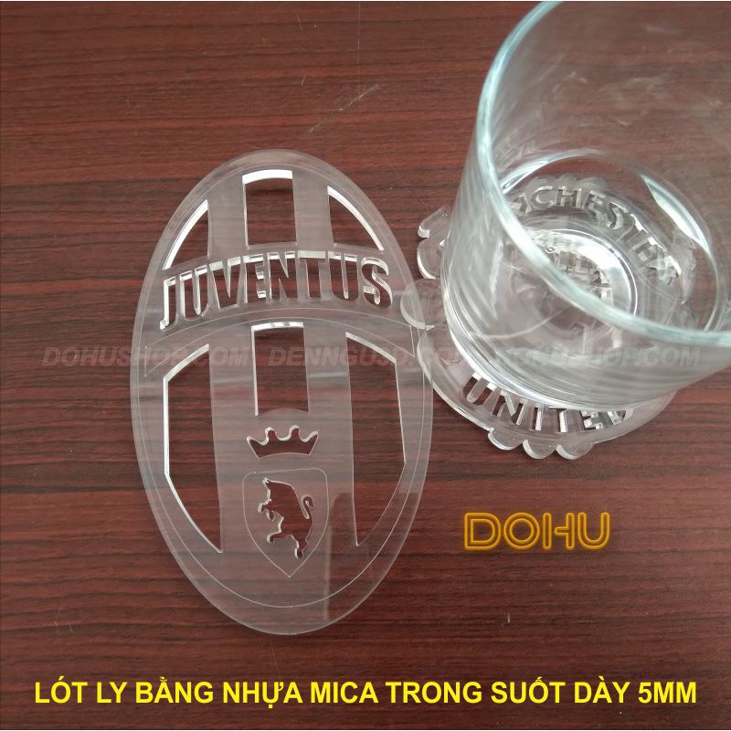 Đế Lót Cốc Chén Trong Suốt Bằng Nhựa Mica Logo Juventus - DOHU