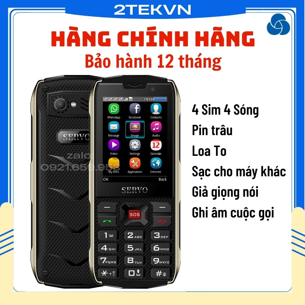 Điện thoại 4 sim pin khủng Servo H8 có ghi âm cuộc gọi