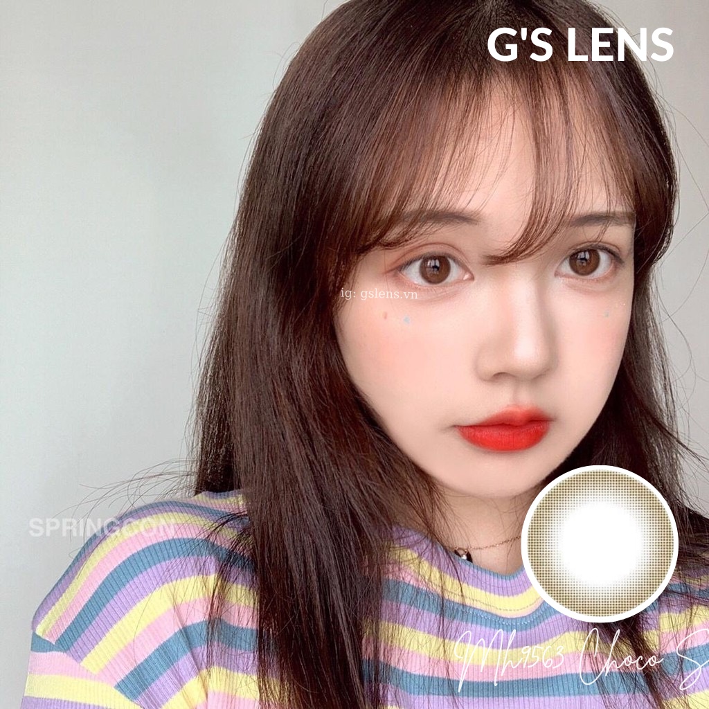 Lens Mắt Kính Áp Tròng Nâu Choco Giãn Nhẹ Size S 14.2mm Có 0 Đến 6 Độ Cận Mh9563 Choco